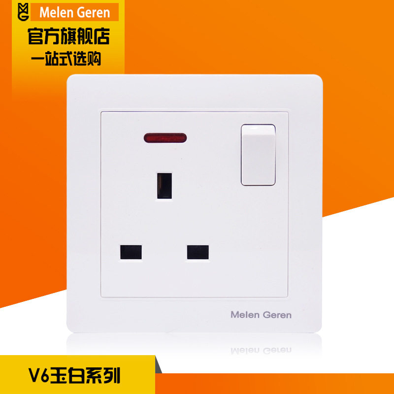 Type 86 wall switch socket Concealed universal British socket One open 13A three-hole square socket panel