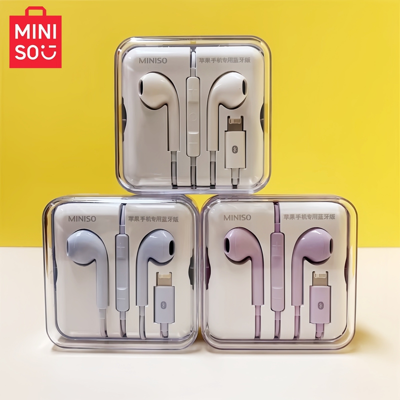 Miniso Premium Product Earphones for Apple Mobile Phones, Bluetooth Version, Wired with Microphone, High-Quality In-Ear Type Miniso Premium Product Earphones for Apple Mobile Phones, Bluetooth Version, Wired with Microphone, High-Quality In-Ear Type