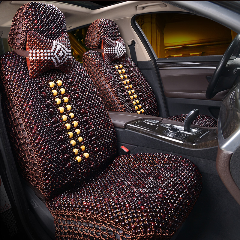 Car seat cushion wood beads cool summer summer hand-woven hook ice mesh driving single seat car chair cool mat bead seat cover cushion