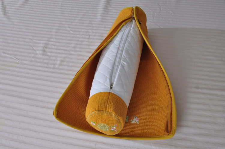 Подушка 韩国进口水洗棉纯色绣花颈椎枕定型枕护颈枕软管腰靠枕长45直径10