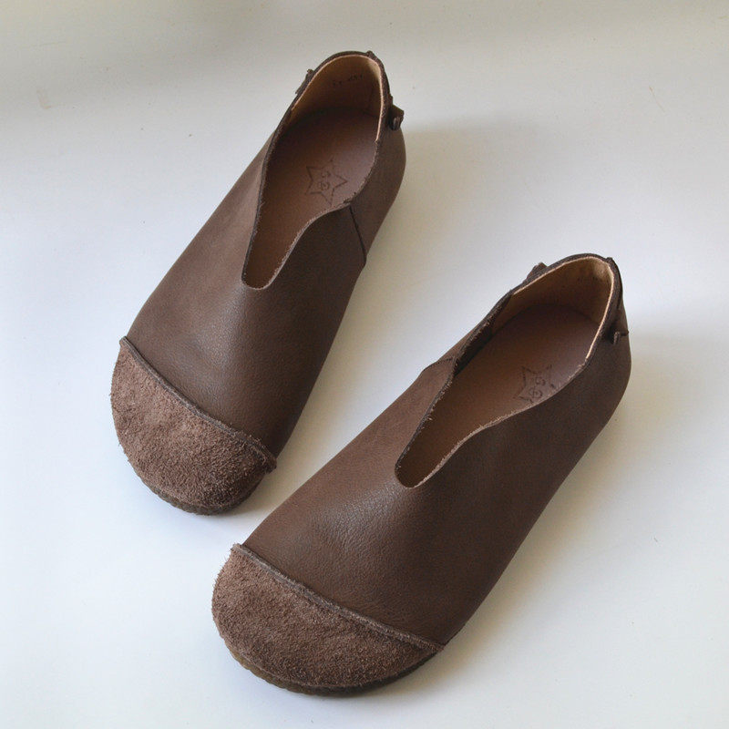 Men's leather cute ugly shoes splicing antique literary style soft-soled leather shoes foreign trade original single tail goods pull-on men's shoes summer