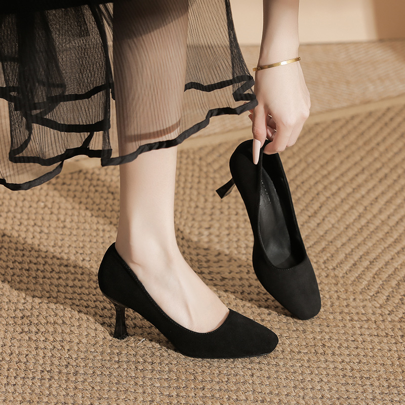 Large Size High Heels for Women, Stiletto Heel, Square Toe, Extra Wide, Versatile Women's Shoes, Small Size Women's Shoes, Work Shoes, Comfortable Shallow Mouth Large Size High Heels for Women, Stiletto Heel, Square Toe, Extra Wide, Versatile Women's Shoes, Small Size Women's Shoes, Work Shoes, Comfortable Shallow Mouth