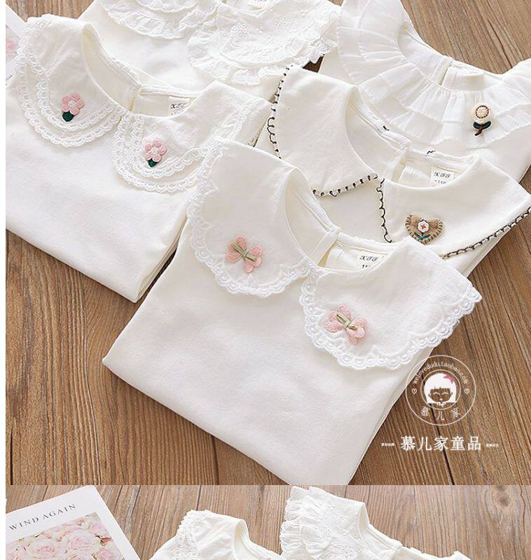 Girls Lace Lapel Long Sleeve T-Shirt - Cute Baby Pullover Spring Top O1CN01Fzvoic1owPgVjUkRs !!1853225289