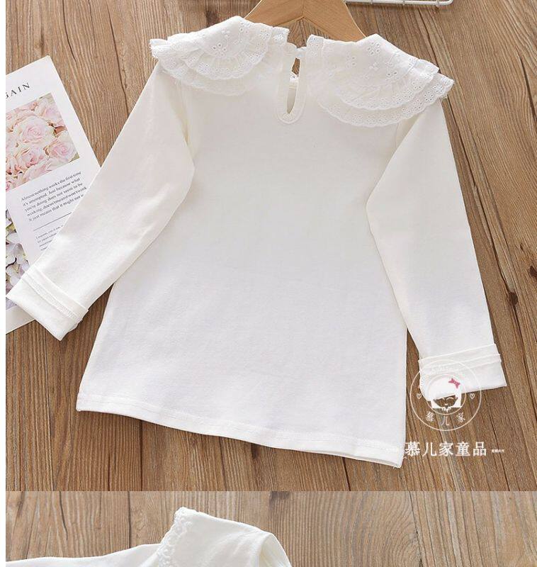 Girls Lace Lapel Long Sleeve T-Shirt - Cute Baby Pullover Spring Top O1CN01QzzrOz1owPgXlneI6 !!1853225289