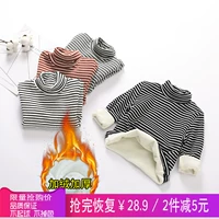 Áo cổ cao kẻ sọc sọc đáy mùa thu đông bé trai và bé gái cotton cộng với áo thun nhung dài tay dày cho bé áo thun trẻ em thái lan