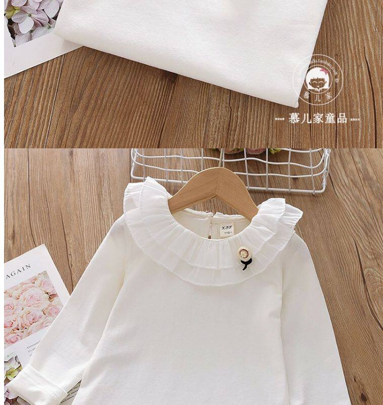 Girls Lace Lapel Long Sleeve T-Shirt - Cute Baby Pullover Spring Top O1CN01vLoOcI1owPgR27rnp !!1853225289