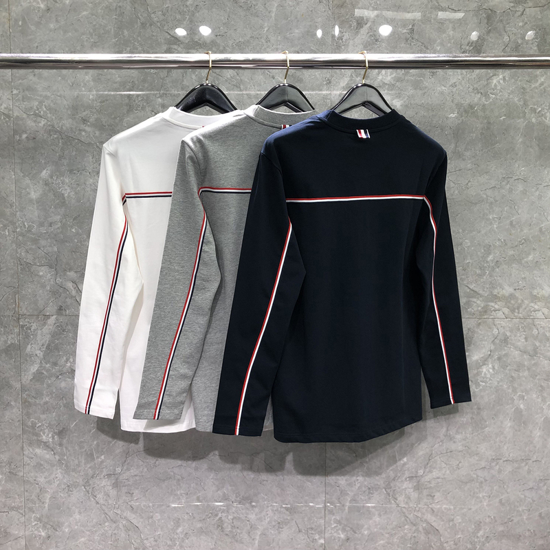 Tb Long-Sleeved T-Shirt for Men, Red, White and Blue Stripes, Unisex, Loose Round Neck Top, Pure Cotton, Couple Wear, Spring & Fall New Style Tb Long-Sleeved T-Shirt for Men, Red, White and Blue Stripes, Unisex, Loose Round Neck Top, Pure Cotton, Couple Wear, Spring & Fall New Style