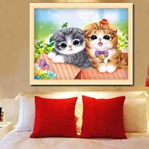 Lucky Cat Diamond painting Primary School students point diamond cross stitch full diamond bedroom stickers children diamond embroidered cartoon cute cat