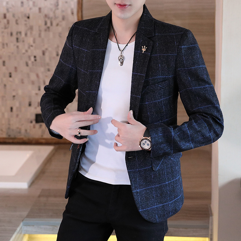 Men's Western-style Spring and Autumn new Korean version Trend Body Suits for Men's Business Leisure Free Ironing Single Western Coats