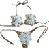 Màu đỏ với bộ bikini cùng hoa Mùa hè mới quai mảnh mai thon gọn gợi cảm tập hợp áo tắm nữ ba điểm áo tắm kín đáo Bikinis