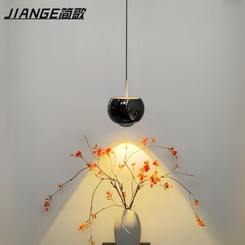 Modern Minimalist Entryway Chandelier for Bedroom and Study, Minimalist Internet-Famous Round Ball Touch Adjustable Bedside Pendant Light