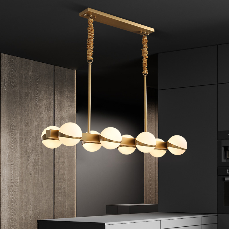 All copper light luxury living room restaurant with chandelier bar kitchen island villa designer Nordic round ball lamps
