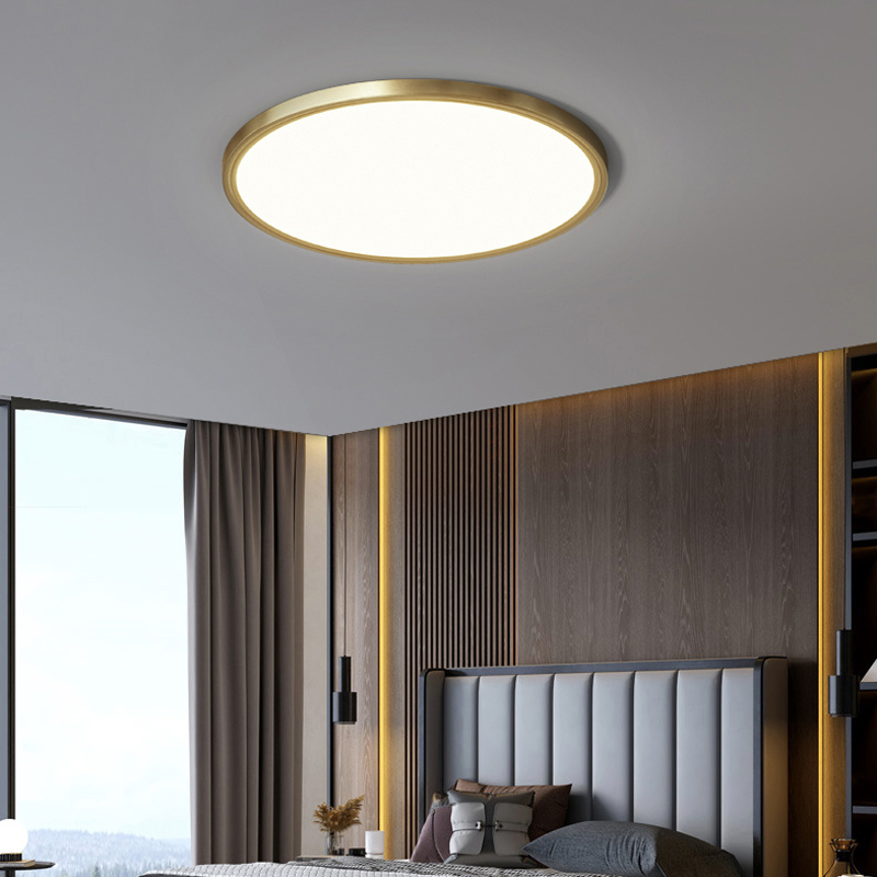 Minimalist full copper led round study ceiling lamp modern minimalist balcony corridor room Nordic bedroom lamp ultra-thin