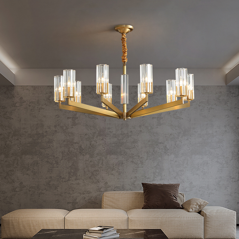 Light Extravagant Crystal Full Copper Pendant Lamp Postmodern Living Room Minimalist Dining Room Designer Luxurious Duplex Villa Atmospheric Luminaire