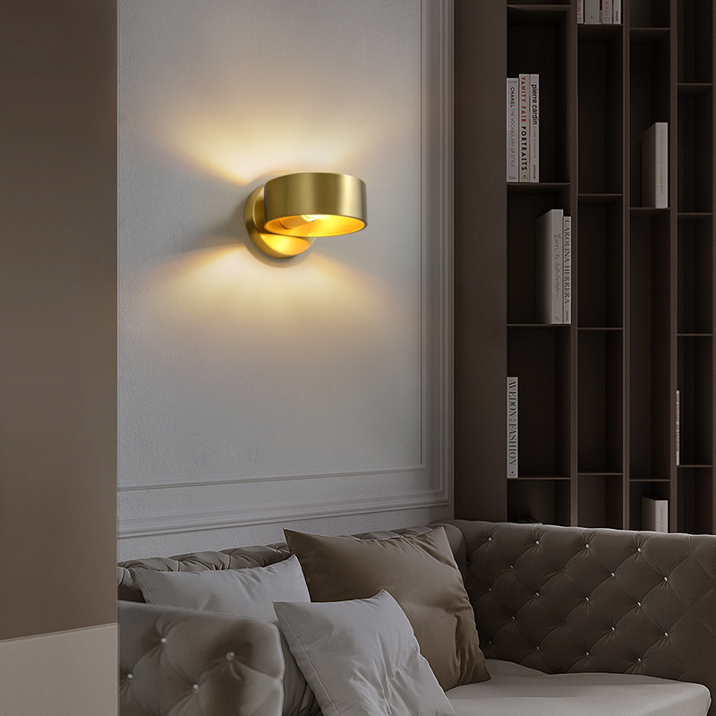 Total Copper Light Extravagant Wall Lamp Hotel Bedroom Nordic Brief Bed Headlights Gangway Hallway Stairs Rear Modern LED Wall Lamp