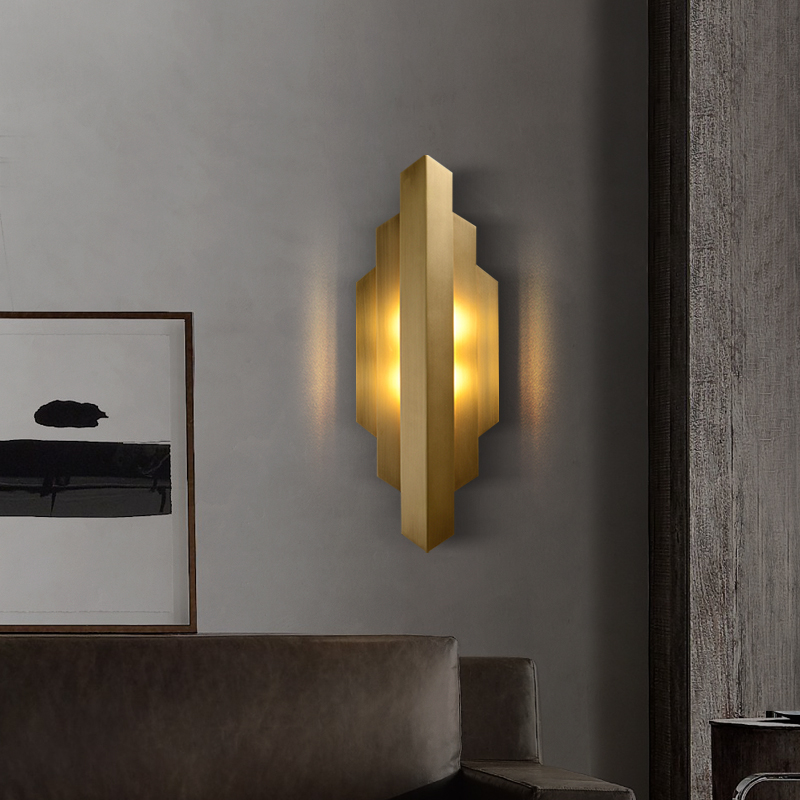 Retro decoration full copper wall lamp rear modern living room background wall light Villa Gangway headboard headwall lamp light and luxurious