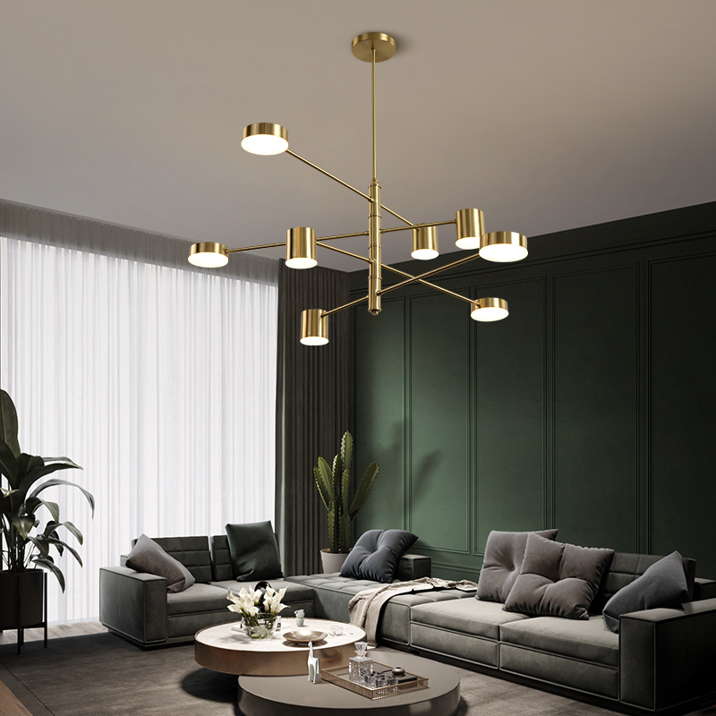 Light luxury all copper living room chandelier post modern Bedroom Bar study creative designer dining room soft Nordic chandelier