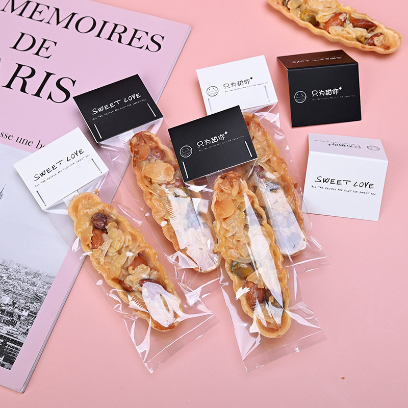 Glutinous rice boat chuck bag Snowflake crisp baking caramel almond boat seal biscuit bag