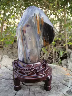 Blue little cute Burmese wood chemical Jade Tree fossil desk study personality ornaments 30#(Mountain Xiqi Gallery)