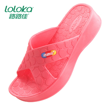 Thickened bathroom non-slip home wedge floor Indoor and outdoor soft drag womens summer high-heeled slippers