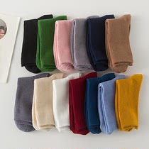 Outside Wearing College Wind Street Green Season South Korea Black Silk Socks Elastic Spring Middle Cylinder Pink