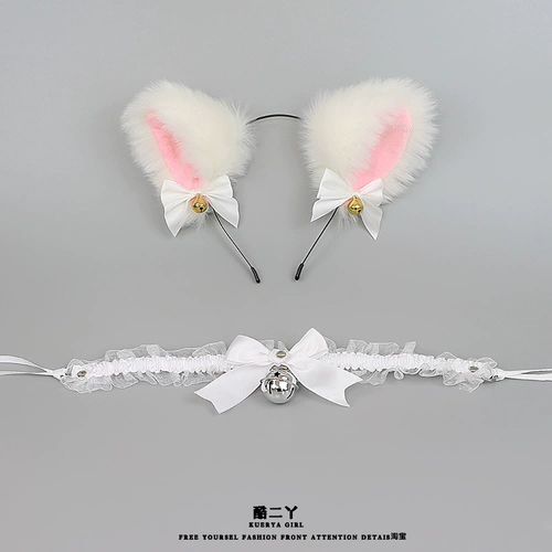 Ободок, чокер, колокольчик, белый аксессуар для волос, милый кролик, рождественские шпильки для волос, кот