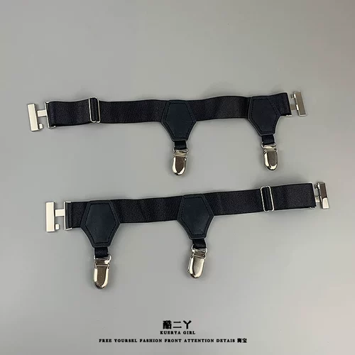 Нескользящая защитная застежка, портупея на ногу, носки, шнурок-держатель, ремень, аксессуар, эффект подтяжки, фиксаторы в комплекте, в стиле панк