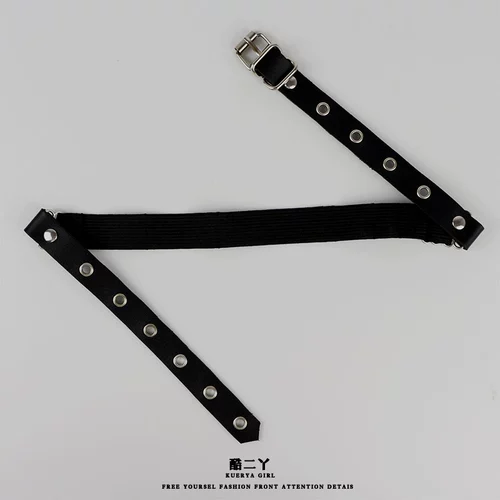 Ремень, пряжка, брендовая портупея на ногу, колготки, в стиле панк, стиль Лолита