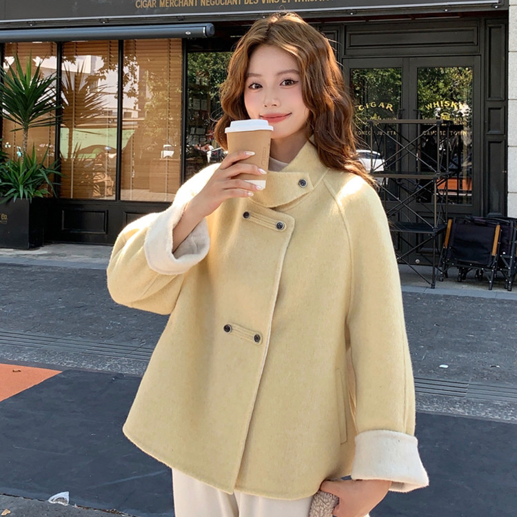 【614】Korean Style Double-Sided Woolen Coat for Women 2026 New High-End Woolen Jacket Korean Style for Petite Women