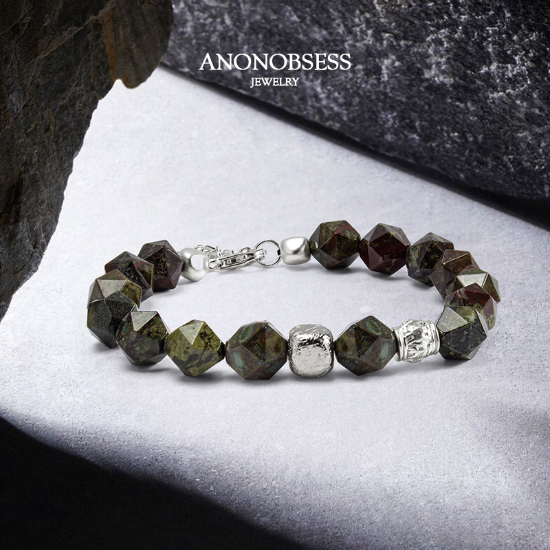 五行火木 (Five Elements Fire Wood) Altay Meteorite Couple Bracelet for Men, Natural Dragon Blood, Light Luxury, Niche, Men's Birthday Gift