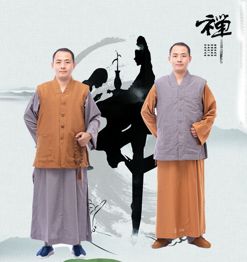 Qiangqiu Winter Buddhist monk monk monk monk monk served with cotton length Gamei blue waistcoat Shoulder Vest Support Sensei