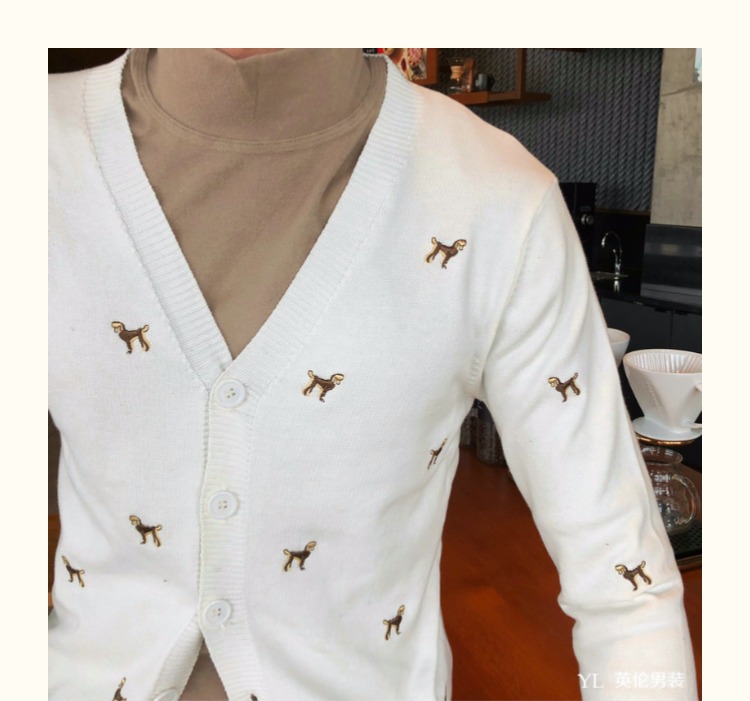 Thu đông 2018 mới của Hàn Quốc Dongdaemun thêu áo len cardigan cho nam xu hướng áo len gió Hồng Kông áo len áo blazer nam
