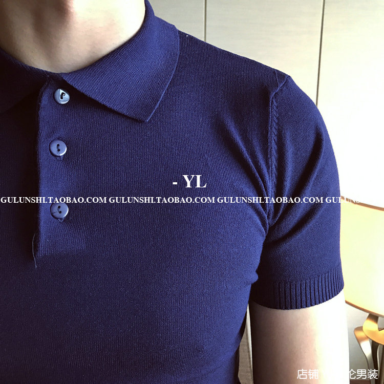 Mùa hè nam Hàn Quốc Dongdaemun Slim cổ áo nhỏ tay ngắn polo nam đơn giản đan kiểu Hồng Kông áo thun nhỏ tươi áo polo nam đẹp