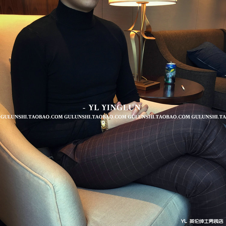 Hàn Quốc Dongdaemun Slim Half Áo len cao cổ Đàn ông hợp thời trang Ji Ping Road Anh Hàn Nhật Bản Nhật Bản Dệt kim Gió áo len nam cổ lọ
