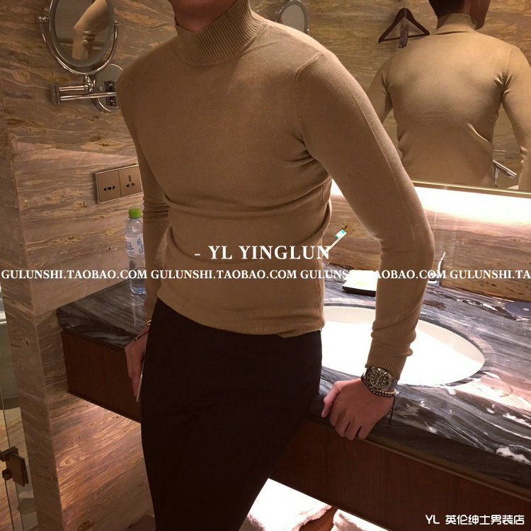 Hàn Quốc Dongdaemun Slim Half Áo len cao cổ Đàn ông hợp thời trang Ji Ping Road Anh Hàn Nhật Bản Nhật Bản Dệt kim Gió áo len nam cổ lọ