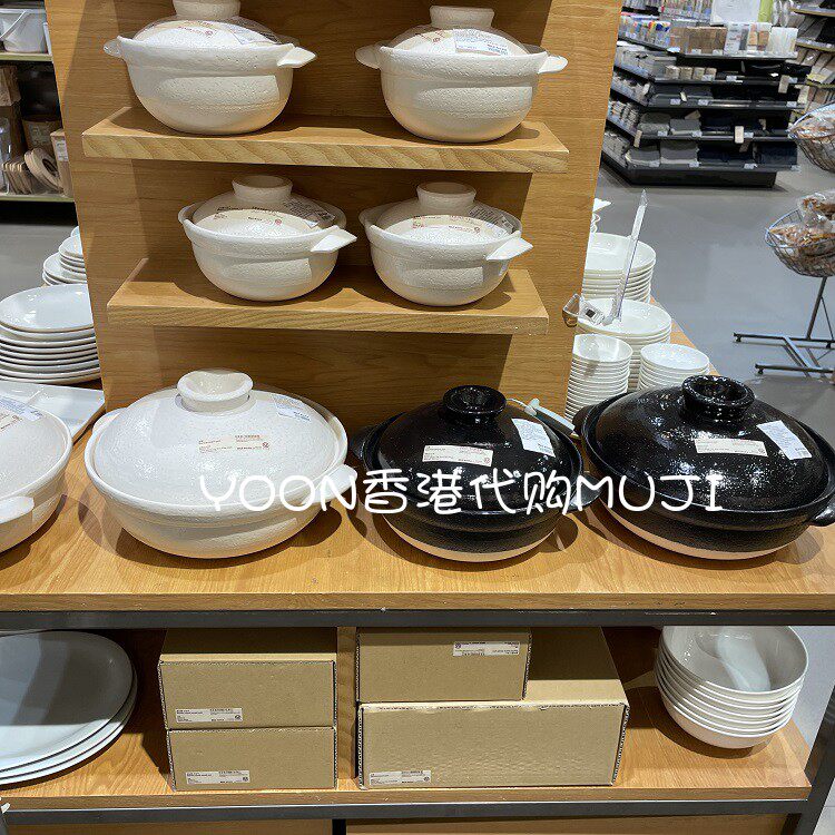 MUJI无印良品万古烧土锅/砂锅透明釉/黑釉1600ml 日本产评价- 淘宝网