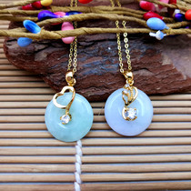 S925 sterling silver gilded ancient craftsmanship and Tian Jade safe buckle pendant necklace high-grade antique fashion temperament female