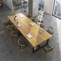 Nordic solid wood desk conference table simple retro long table negotiation table and chair combination reception training work table and chair