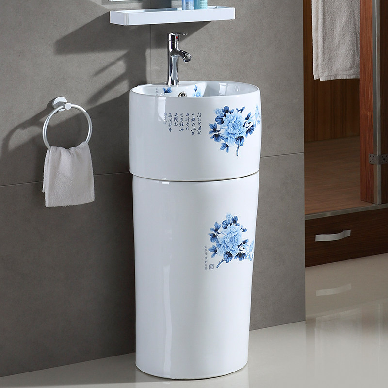 Column basin One-piece ceramic washbasin Powder room washbasin Round washbasin Mini small waist washbasin