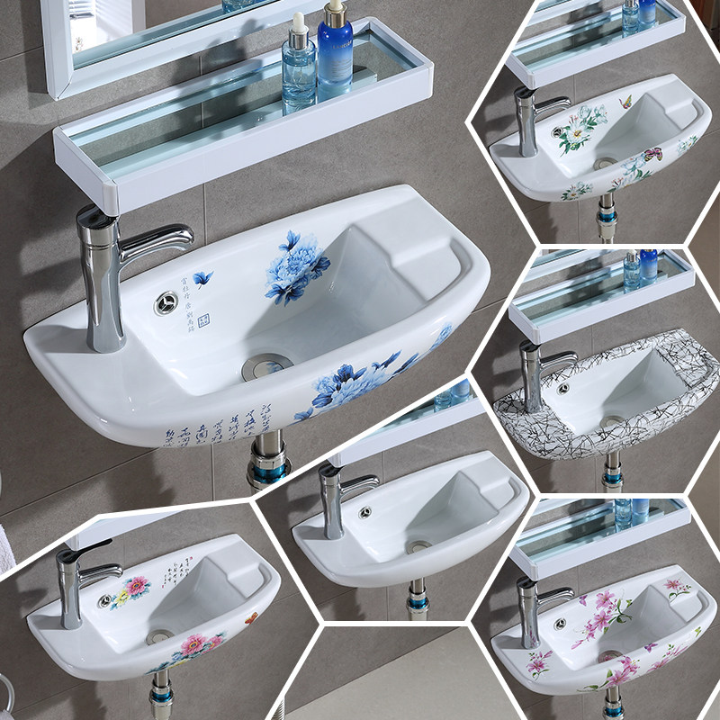 Wall-mounted Washbasin Narrow length Makeup Room Ceramic Balcony Wash Basin Hung Basin small mini washbasin