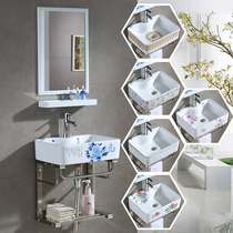  Small apartment wall-mounted washbasin Ceramic washbasin bathroom stainless steel bracket washbasin Simple household