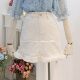 ສິ້ນ denim ຝຣັ່ງສີບົວສູງແອວ A-line fishtail skirt