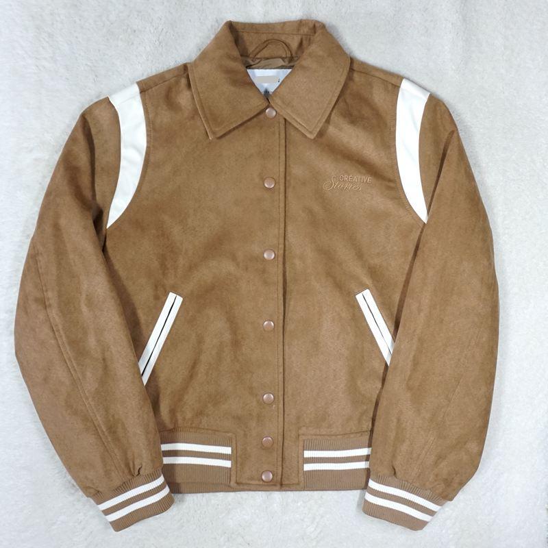 Women's Baseball Collar Faux Suede Jacket Women's Baseball Collar Faux Suede Jacket