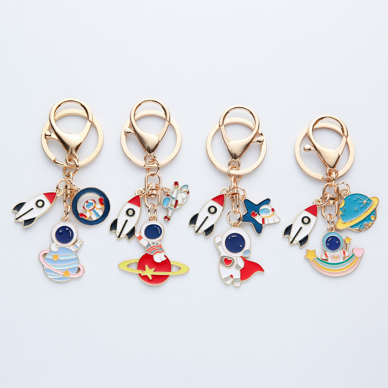 Creative Cartoon Gift Astronaut Planet Rocket Keychain Birthday Gift Personalized Bag Pendant