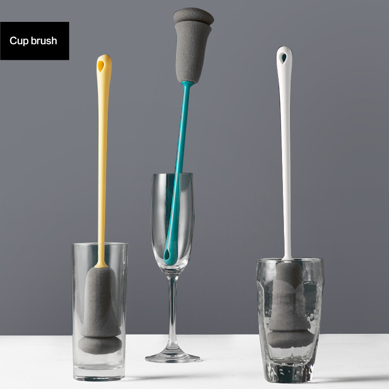 Cup brush Long handle wash cup artifact Wash bottle brush Kitchen cleaning sponge brush Wash cup tea stains without dead ends
