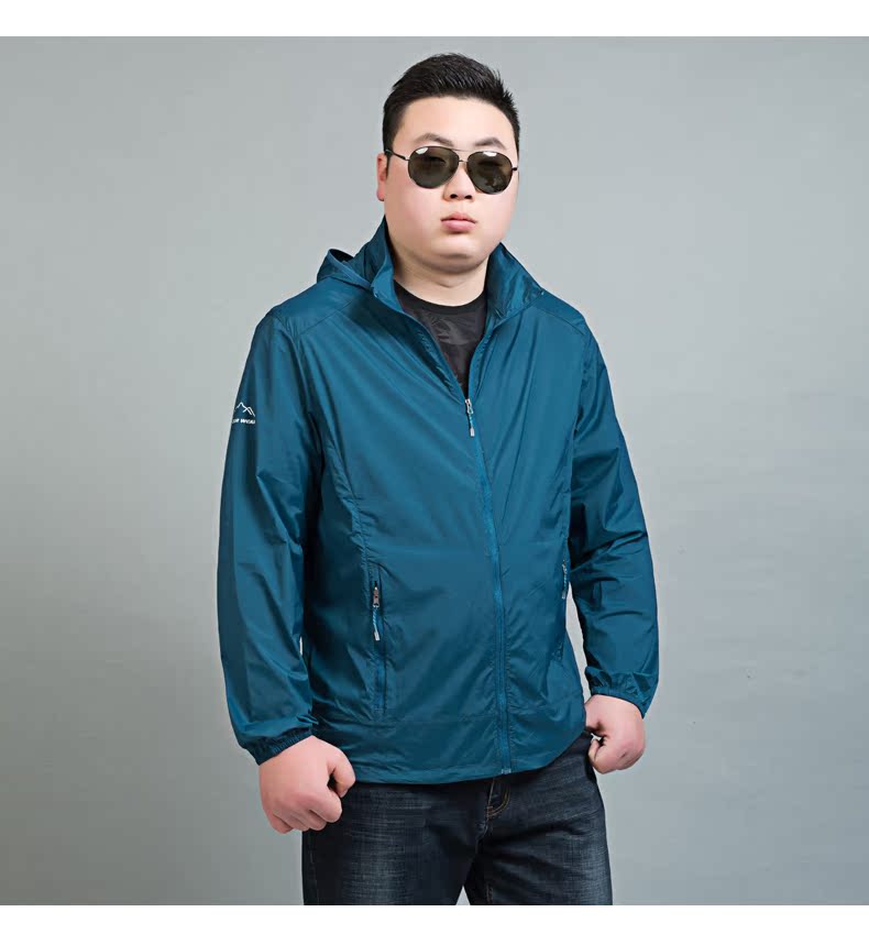 Quần áo chống nắng ngoài trời cho nam mùa hè cộng với phân bón Quần áo da siêu mỏng XL không thấm nước thoáng khí áo gió thể thao áo gió phản quang