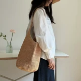 Универсальная вместительная и большая соломенная модная пляжная сумка на одно плечо, французский стиль