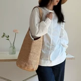 Универсальная вместительная и большая соломенная модная пляжная сумка на одно плечо, французский стиль