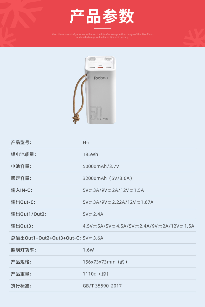 羽博 50000毫安 超级充电宝 夏季出游必备 图12