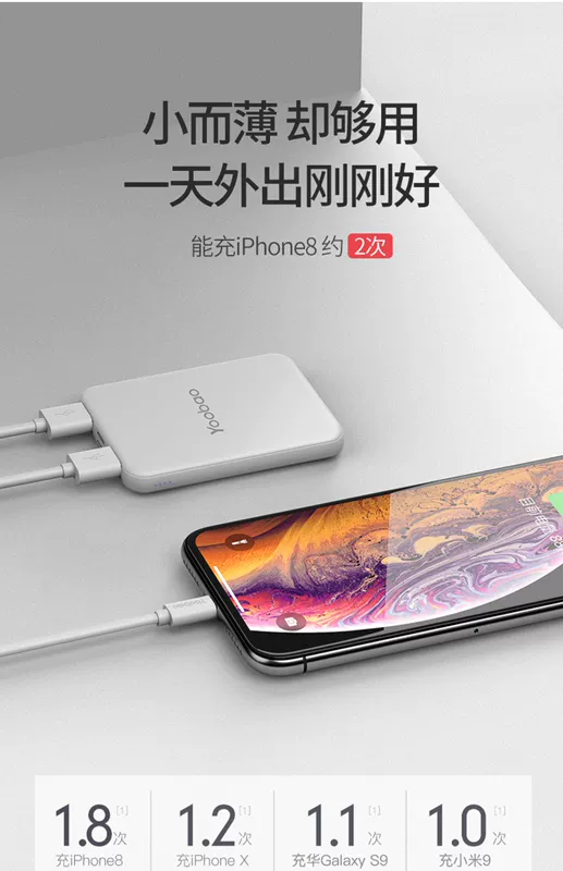 Yu Bo chính hãng mini siêu mỏng di động sạc kho báu iPhoneXS Huawei Android phổ quát sạc nhanh điện thoại di động nhỏ gọn có thể mang lại cho máy bay kho báu năng lượng khẩn cấp - Ngân hàng điện thoại di động